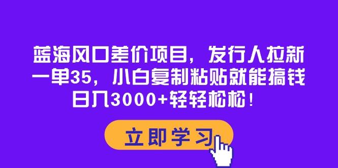 蓝海风口差价项目，发行人拉新，一单35，小白复制粘贴就能搞钱！日入30…-全有网创
