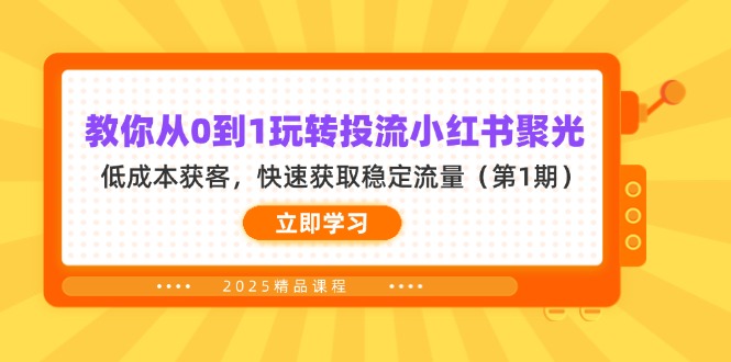（14260期）教你从0到1玩转投流小红书聚光，低成本获客，快速获取稳定流量（第1期）-全有网创