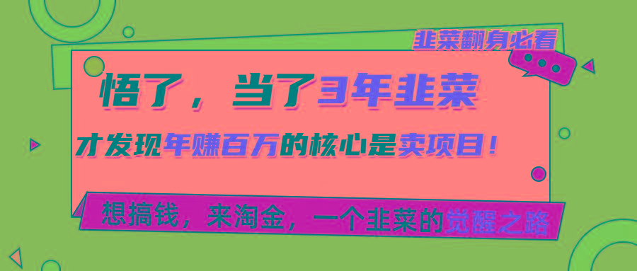 悟了，当了3年韭菜，才发现网赚圈年赚100万的核心是卖项目，含泪分享！-全有网创
