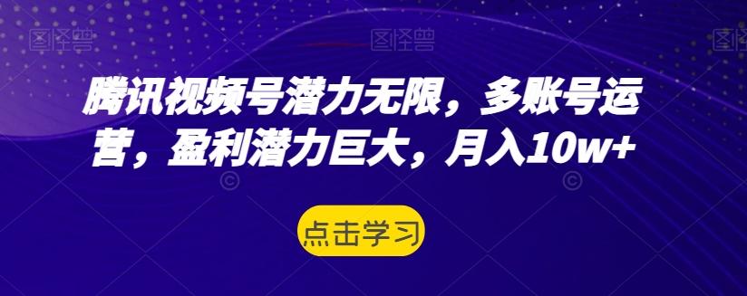 腾讯视频号潜力无限，多账号运营，盈利潜力巨大，月入10w+-全有网创