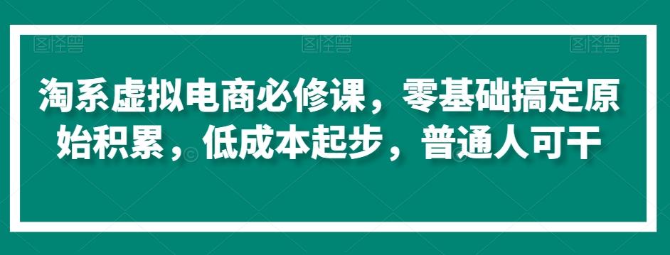 淘系虚拟电商必修课,零基础搞定原始积累,低成本起步,普通人可干