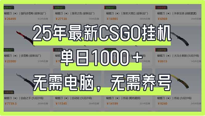 （14178期）25年最新CSGO挂机系统，单日1000+，无需电脑，无需养号，0基础可上手-全有网创