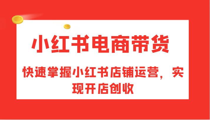 小红书电商带货，快速掌握小红书店铺运营，实现开店创收-全有网创