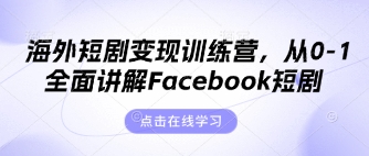 海外短剧变现训练营，从0-1全面讲解Facebook短剧-全有网创