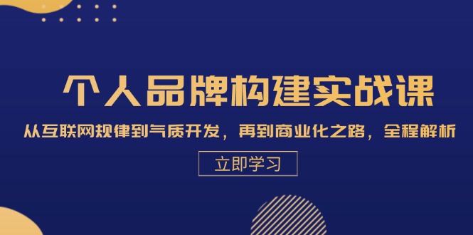 个人品牌构建实战课：从互联网规律到气质开发，再到商业化之路，全程解析-全有网创
