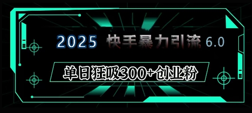 2025年快手6.0保姆级教程震撼来袭，单日狂吸300+精准创业粉-全有网创