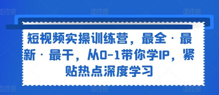 短视频实操训练营，最全·最新·最干，从0-1带你学IP，紧贴热点深度学习-全有网创