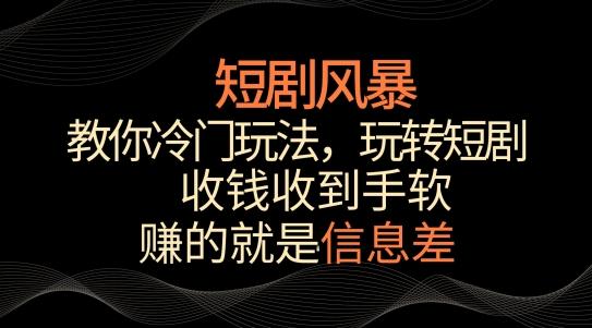短剧风暴，教你冷门玩法，玩转短剧，收钱收到手软【揭秘】-全有网创