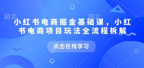 小红书电商掘金课，小红书电商项目玩法全流程拆解(更新5月)-全有网创