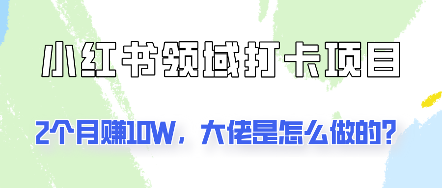 通过小红书领域打卡项目2个月赚10W,大佬是怎么做的?-全有网创