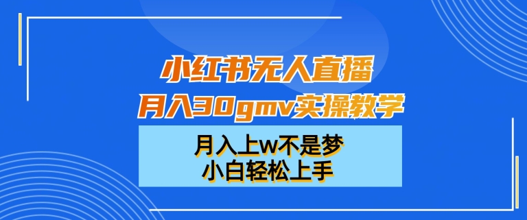 小红书无人直播月入30gmv实操教学，月入上w不是梦，小白轻松上手【揭秘】-全有网创