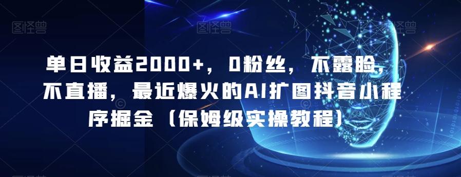 单日收益2000+，0粉丝，不露脸，不直播，最近爆火的AI扩图抖音小程序掘金（保姆级实操教程）-全有网创