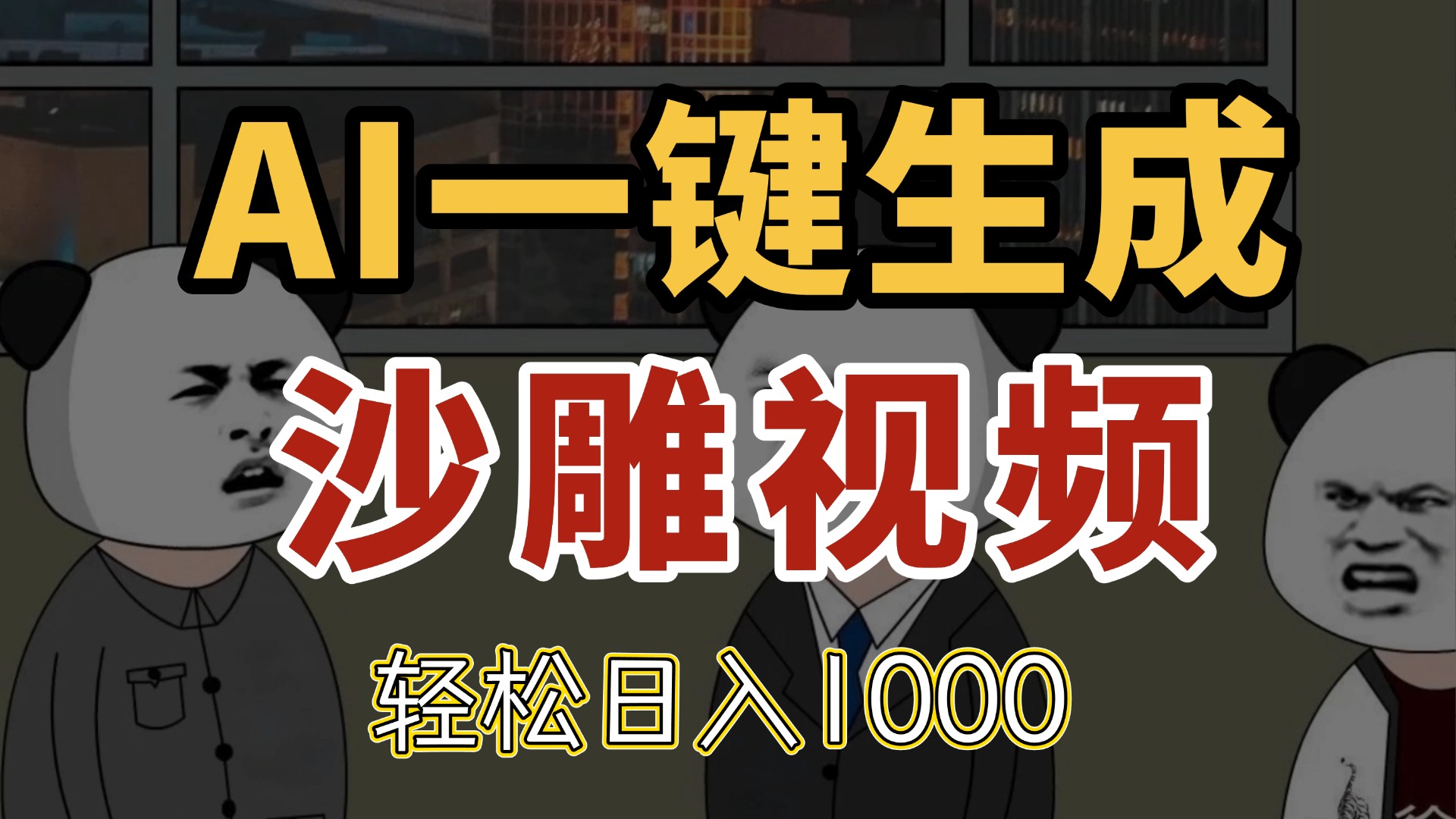 AI一键生成沙雕视频，一条视频千万播放，轻松日入1000-全有网创