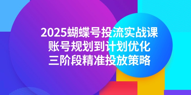 2025蝴蝶号投流实战课，账号规划到计划优化，三阶段精准投放策略-全有网创