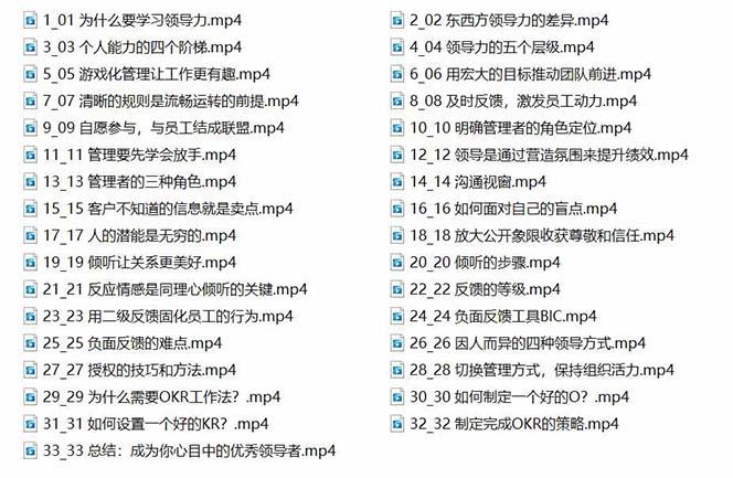 管理者必学的领导力课：教你解决团队沟通和激励难题(33节课)-全有网创
