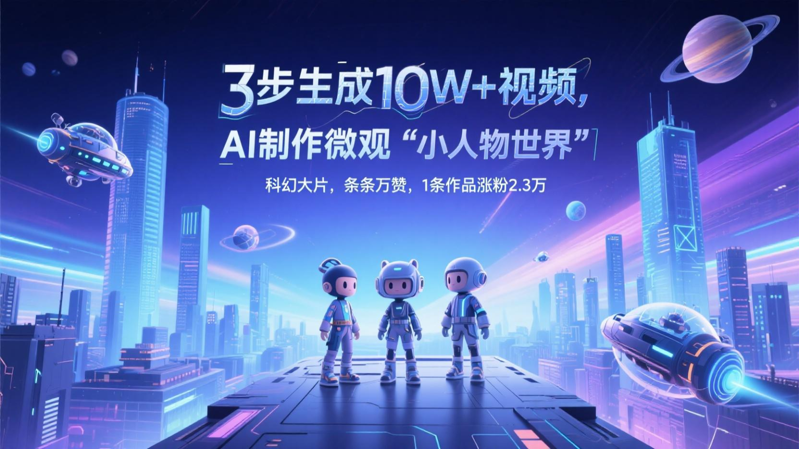 三步生成10W+视频，AI制作微观“小人物世界”科幻大片，条条万赞，1条作品涨粉2.3万-全有网创