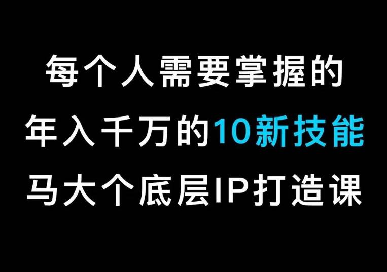 马大个的IP底层逻辑课，​每个人需要掌握的年入千万的10新技能，约会底层IP打造方法！-全有网创