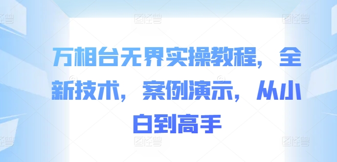 万相台无界实操教程，全新技术，案例演示，从小白到高手-全有网创