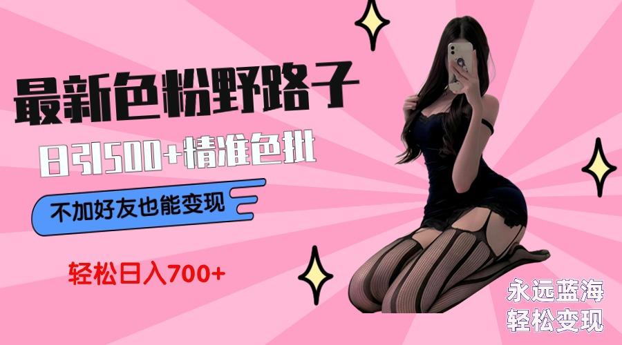 最新色粉变现野路子，日引500+老色批 可不加好友直接变现 小白轻松日入700+-全有网创