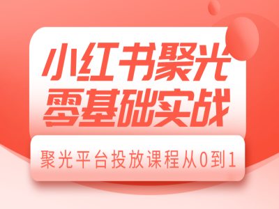 小红书聚光零基础实战，聚光平台投放课程从0到1-全有网创