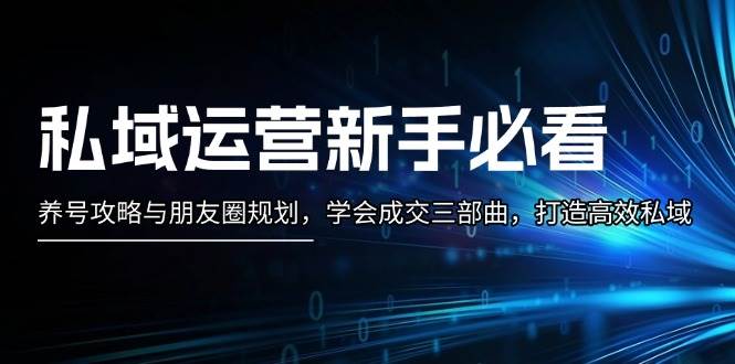 私域运营新手必看：养号攻略与朋友圈规划，学会成交三部曲，打造高效私域-全有网创
