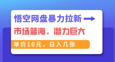 悟空网盘暴力拉新：一单10元，市场空白，日入几张-全有网创