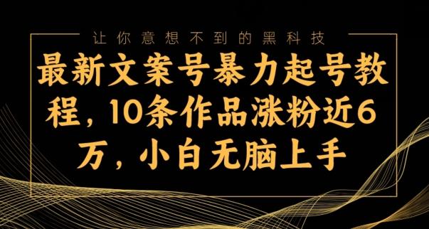 最新文案号暴力起号教程,10条作品涨粉近6万,小白无脑上手-全有网创