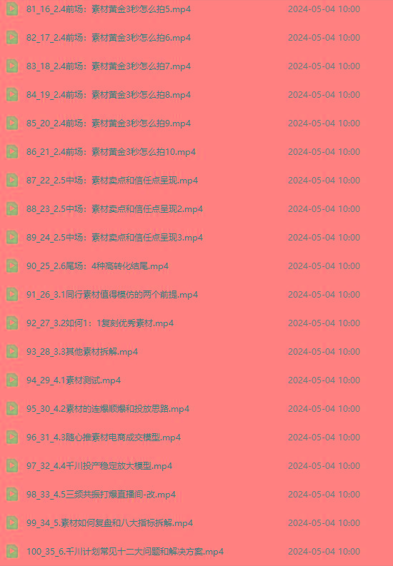 2024单品正价起号，直播素材投流选品：选品课+投流课+素材课+卡首屏/100节-全有网创