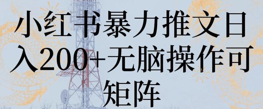 小红书暴力推文日入200+无脑操作可矩阵【揭秘】-全有网创