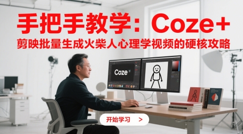 手把手教学：Coze + 剪映批量生成火柴人心理学视频的硬核攻略-全有网创
