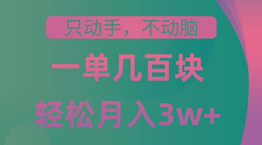 只动手不动脑，一单几百块，轻松月入3w+，看完就能直接操作，详细教程-全有网创