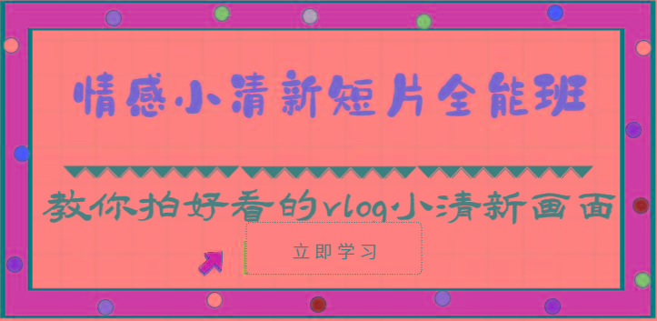 情感小清新短片全能班-教你拍好看的vlog小清新画面(30节课)-全有网创