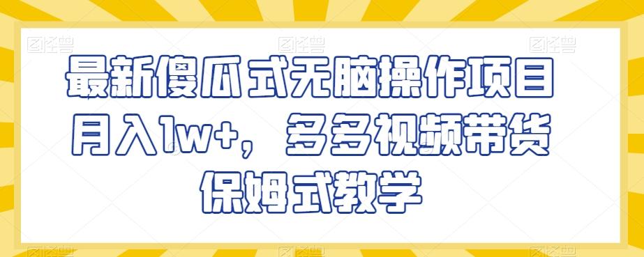 最新傻瓜式无脑操作项目月入1w+，多多视频带货保姆式教学【揭秘】-全有网创