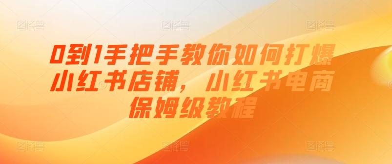 0到1手把手教你如何打爆小红书店铺，小红书电商保姆级教程-全有网创