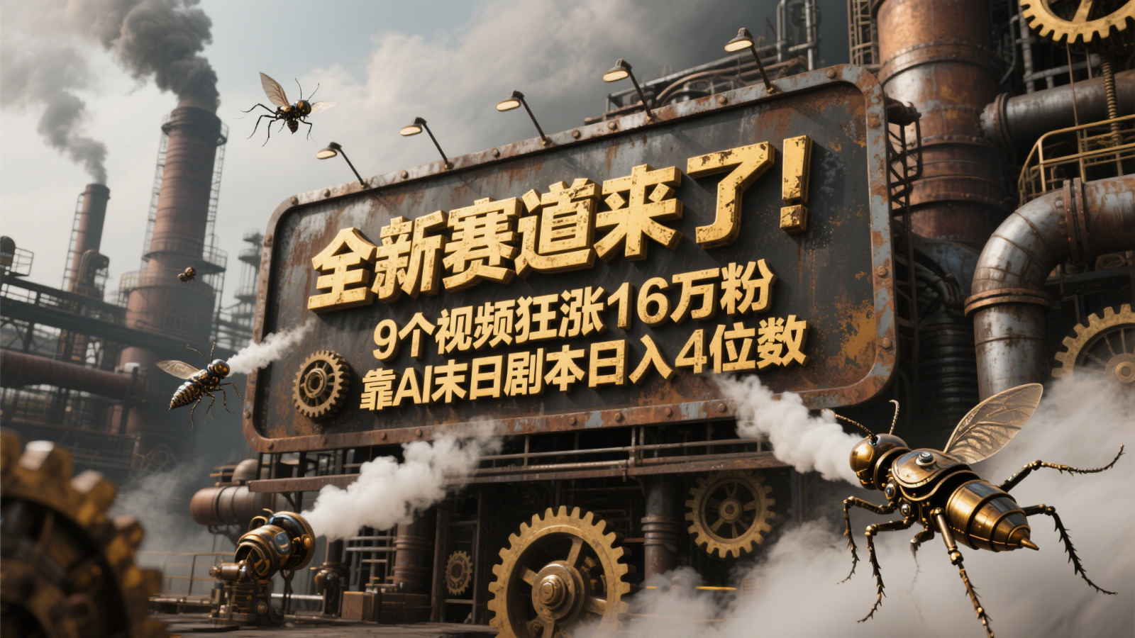 全新赛道来了!9个视频狂涨16万粉,靠AI末日剧本日入4位数,评论区爆肝追更!-全有网创