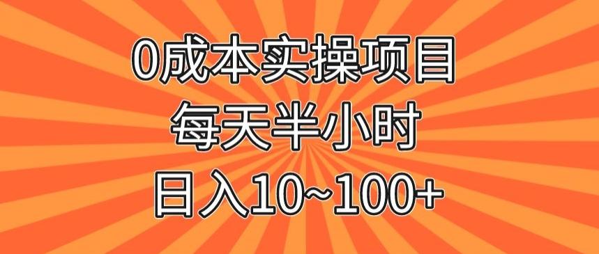 0成本实操项目,每天半小时,日入10~100+-全有网创