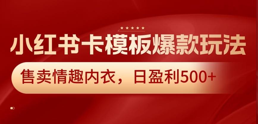 小红书卡模板爆款玩法，售卖情趣内衣，日盈利500+【揭秘】-全有网创