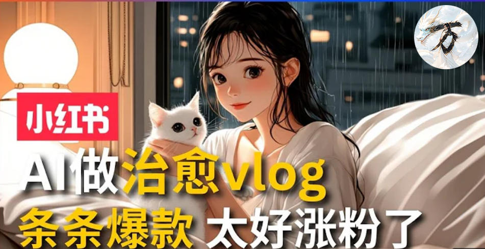 AI治愈系vlog动画视频，小红书1个月轻松涨粉破万，商单报价1500+日入2000+-全有网创