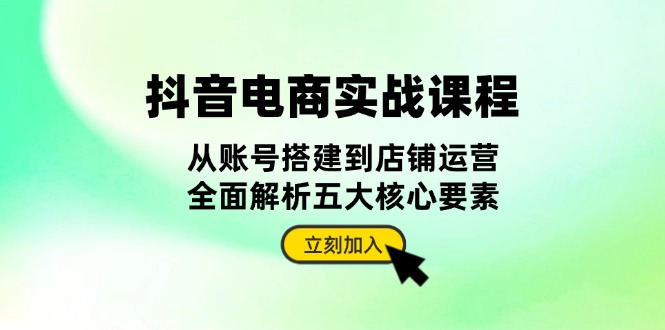 抖音 电商实战课程：从账号搭建到店铺运营，全面解析五大核心要素-全有网创