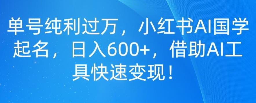 单号纯利过万，小红书AI国学起名，日入600+，借助AI工具快速变现-全有网创