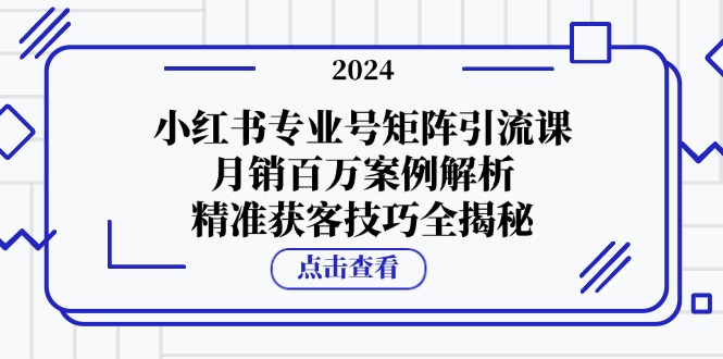 小红书专业号矩阵引流课，月销百万案例解析，精准获客技巧全揭秘-全有网创