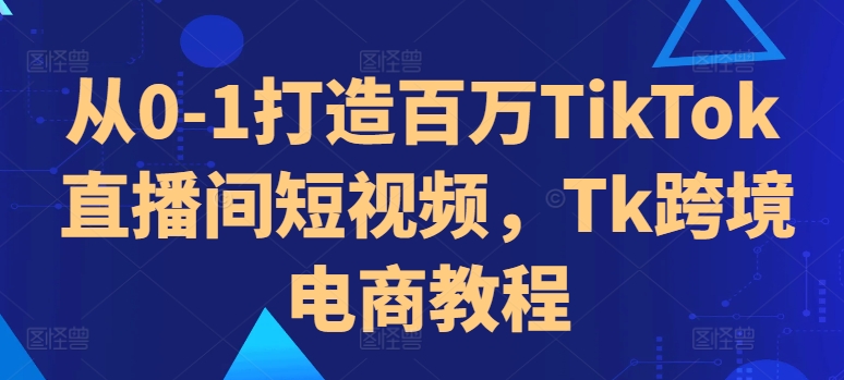 从0-1打造百万TikTok直播间短视频，Tk跨境电商教程-全有网创