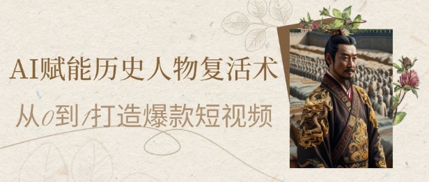 AI赋能历史人物复活术：从0到1打造爆款短视频，7天涨粉10W，小白也能月入过1W-全有网创