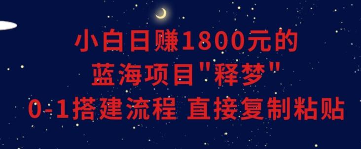 小白能日赚1800元的蓝海项目”释梦”0-1搭建流程可直接复制粘贴长期做【揭秘】-全有网创
