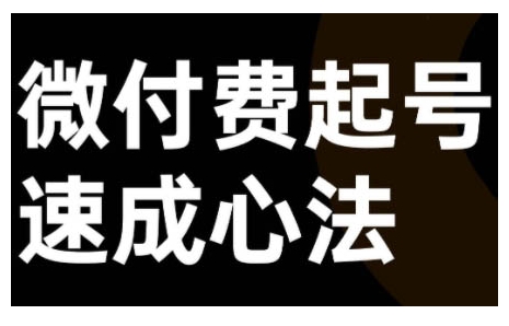 微付费起号速成课，视频号直播+抖音直播，微付费起号速成心法-全有网创