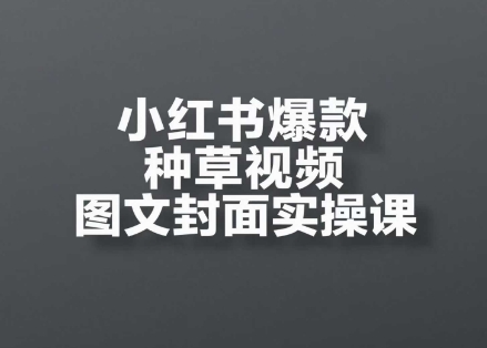 小红书爆款种草视频图文封面实操课，​开店、选品、引流、变现全流程-全有网创