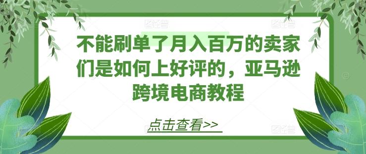 不能刷单了月入百万的卖家们是如何上好评的，亚马逊跨境电商教程-全有网创