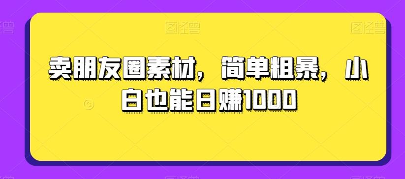 卖朋友圈素材，简单粗暴，小白也能日赚1000-全有网创