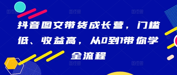 抖音图文带货成长营，门槛低、收益高，从0到1带你学全流程-全有网创
