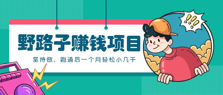 一个人就能操作的野路子赚钱项目，零成本零门槛坚持做，跑通后一个月小几千！-全有网创